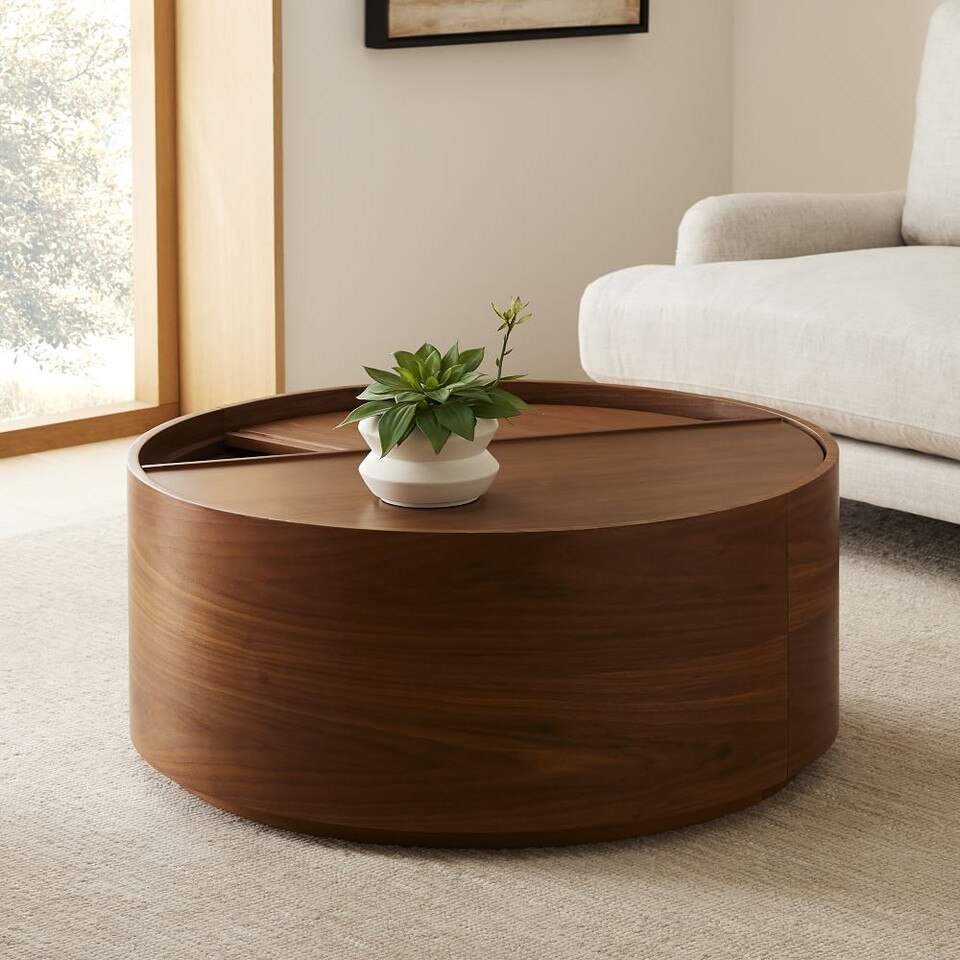 Volume Round Storage Drum Coffee Table (91 cm) | West Elm UK